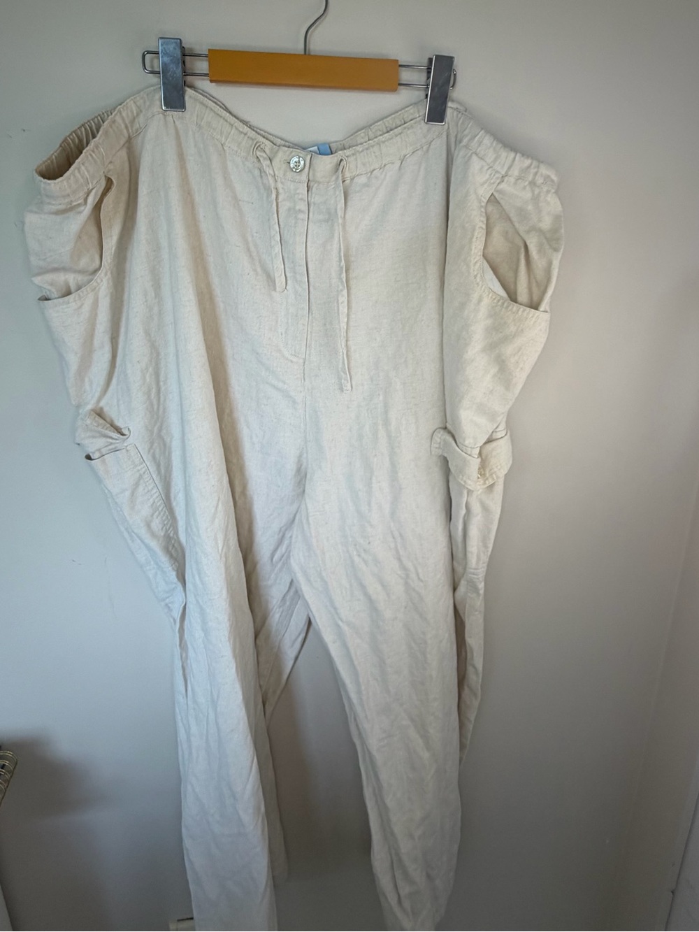 Light Cream Utility Cargo Pants for Women